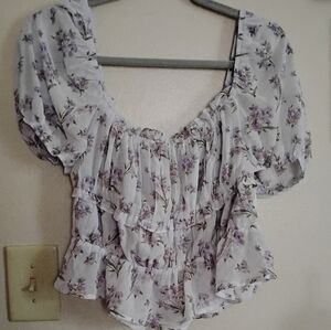 Ruffled Crop Blouse (L)